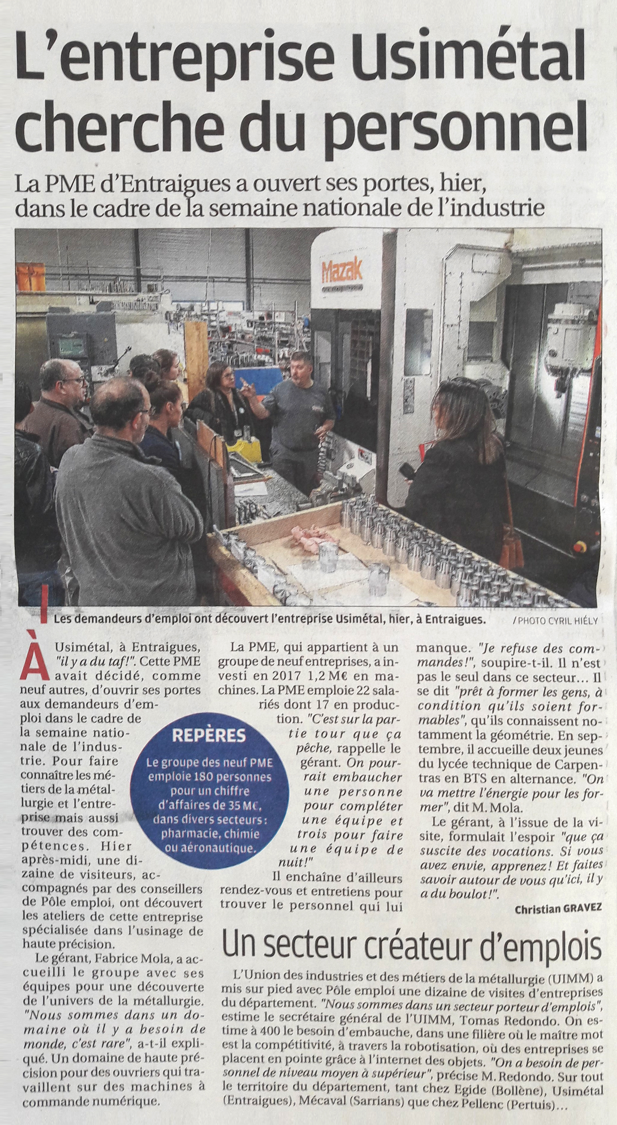 Usim&eacute;tal cherche du personnel